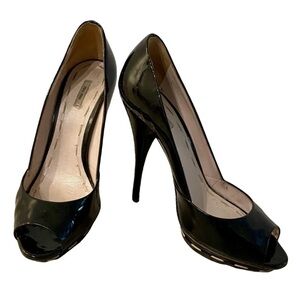 Black Peep Toe Stiletto Heels